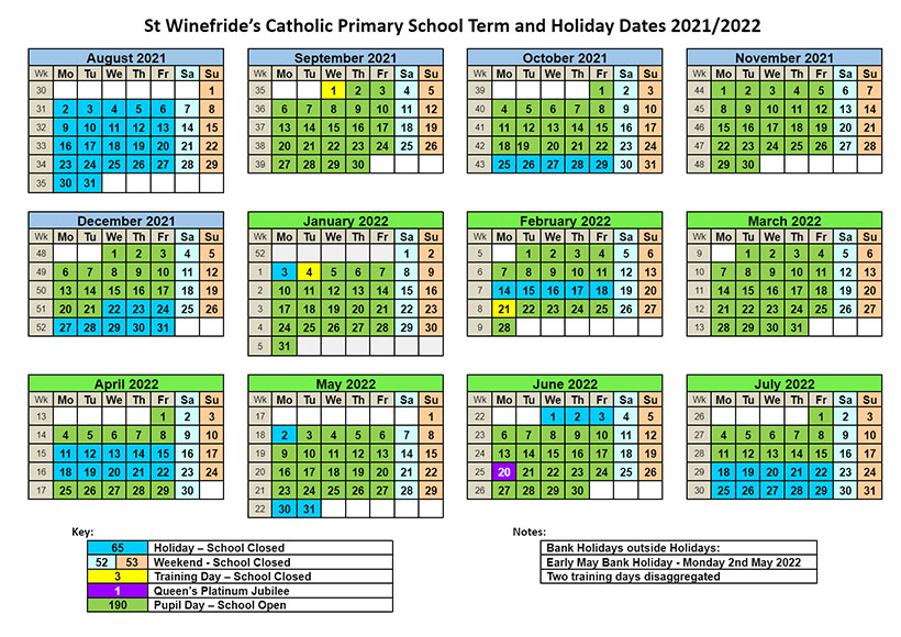 Calendar 2021 2022 St Ambrose Barlow Catholic Primary School